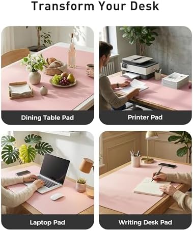 Aothia Faux Leather Desk Mat - Large Mouse Pad, Non-Slip PU Leather Blotter, Waterproof Writing Surface for Office and Home (Fairy Pink, 63" x 24") - Image 6