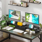 Dual Monitor Stand with USB Ports Wood Monitor Stand Riser with Drawer - Image 3