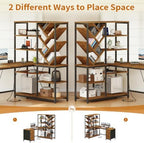 YOMILUVE 58" L Shaped Desk with Bookshelf and 3 Drawers for Home Office - Image 4