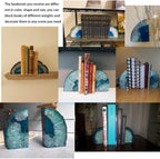 JIC Gem Teal Agate Geode Bookends Anti-Slip Rubber Bumpers 1 Pair 2-3 Lbs - Image 6