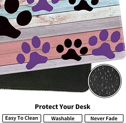 Large Gaming Mouse Pad, Keyboard Wrist Rest + Mouse Wrist Pad + Coaster Combination Set, Memory Sponge Non-Slip Base. Suitable for Office and Home, Rainbow Wood Grain Black and Purple Dog paw - Image 5