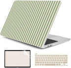 DONGKE Case for MacBook Pro 13 Inch (2026-2020 Models A2338 M2 M1/A2251/A2289), Green Stripes Hard Shell Case with Keyboard Protector, Compatible with Retina Display and Touch Bar by DONGKE