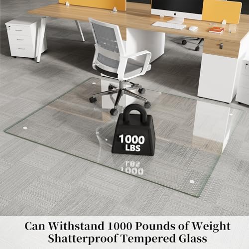 Glass Chair Mat 36" x 46" Tempered Glass Office Chair Mat - Image 2