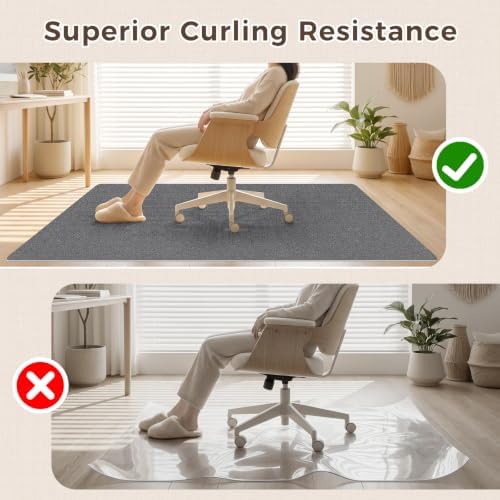 Sycoodeal Office Chair Mat for Hardwood Floor,Slip Resistant Floor Mat for Rolling Chairs,Easy to Clean,Large Floor Protector Office Computer Gaming Chair,Grey(48"x60") - Image 5