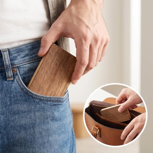 3-Pack Wood Business Card Holder, Walnut, for Desk or Pock - Image 6