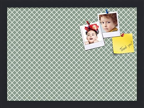 PinPix 18x13 inch Cork Bulletin Board. This Decorative Framed Pin Board Comes with Diamond Pattern in Nile Green Design and Satin Black. Ideal for Home, Office Decor or School (PinPix-380) by PinPixBulletinBoards