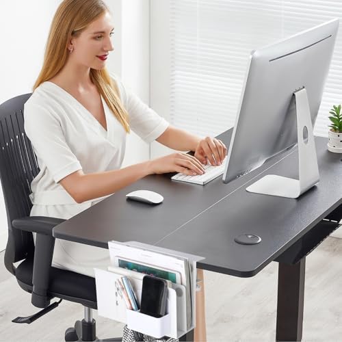LUKETURE 2 Tier Desk Side Storage, No Drill Laptop Mount with Pen Holder - Image 2