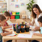 6 Pack Black Classroom Caddy with Handle, 6-Compartment Supply Organizer - Image 7