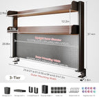 Clamp on Desk Shelf with Pegboard, Adjustable Desktop Hutch Organizer, No-Drill Over the Desk Storage Rack, Heavy Duty Metal Frame Vertical Stand with DIY Accessories for Home Office & Gaming Setup - Image 2