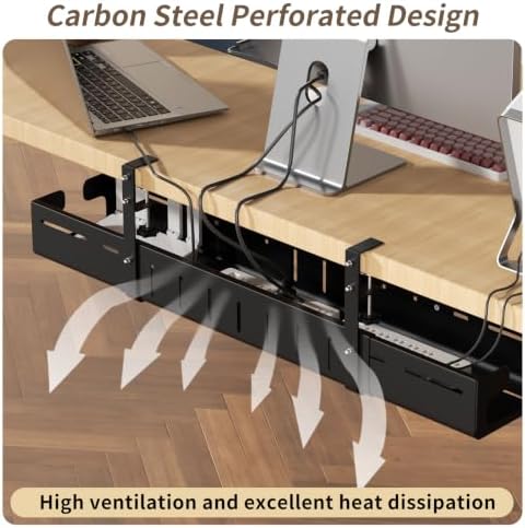 Under Desk Cable Management Tray,Expandable 25.2" – 38.6",Black - Image 5