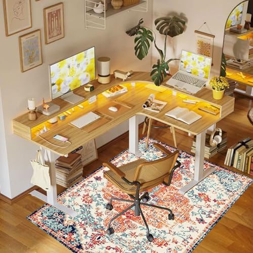 Office Chair Mat for Hardwood Floor, 48"x60" Anti-Slip Desk Chair Mat for Hard Floors, Under Desk Computer Rug for Rolling Chair, Easy Glide Floor Protector Mat for Home Office(Blue Orange) - Image 2