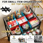 4-Tier Rolling Utility Cart with 3 Drawers, Craft Organizer and Storage with DIY Divider, Art-Craft Supplies with Caster Wheels, Multi-Functional Storage For Classroom, Office, Paints, Artifacts - Image 3