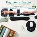 10 Pcs Ergonomic Mouse Pad and Keyboard with Wrist Support Set - Soft Memory Foam & Rubber Base Comfort Rest for Typing, Gaming, Computer, Laptop, Office, Home Use - Image 7