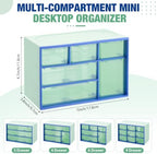 Briwooody 4 Pcs Mini Desktop Drawer Storage Box 3 4 6 9 Compartment, Green - Image 3