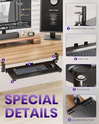 Ergonomic Keyboard Tray Under Desk, 25.6x11.8 Inch Board, Black - Image 3