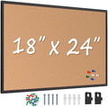 Cork Board Bulletin Board 24 x 18, Black Aluminium Framed Corkboard, Office Board for Wall Cork, Large Wall Mounted Notice Pin Board with 16 Push Pins for School, Home & Office by Justdowhatyouwanttodo
