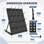 2 Pack Pegboard Display Stand, Metal Peg Board with 32 Hooks, Adjustable Angle & Foldable Design, Thick Steel Panel, Durable Tabletop Rack 16''x12'' for Vendor Display, Craft Show, Jewelry Display(Black silver) - Image 2