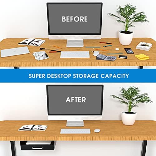GOME Under Desk Drawer Storage with Laptop/Book/Folders Shelf, Double Layer Easy Slide-Out Undermount Drawer Organizer with Ball Sliding Track for Home Office Sit-Stand Workstation - Image 6