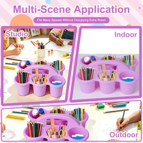 6 Pack Stackable Classroom Caddy with Handle, Pastel Multicolor - Image 6