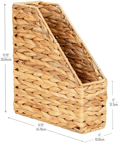 Mind Reader Rattan Vertical File Organizer with Iron Frame, Desktop Organizer, Holds Letter Size Documents, Brown - Image 3