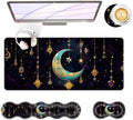 Large Keyboard Mouse Pad Set, Extended Mouse Pad+Keyboard Wrist Rest Support, Memory Foam Ergonomic Easy Typing, 4Pcs (31.5×11.8 in) Desk Pad Set for Office Home,Galaxy Moon Star by Unknown