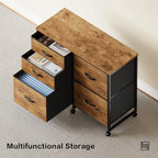 YeTom Lateral File Cabinet with 5 Drawers Rolling Filing Cabinets Under Desk Storage Printer Stand with Wheels,Mobile File Cabinet for Home Office,Rustic Brown - Image 4