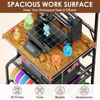3D Printer Stand with Filament Storage, Large 3D Printer Table Filament Organizer with Spool Holder, Heavy Duty Printer Rack Workstation for 2 Printers, Filament Spools and Tools - Image 4