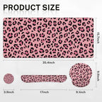 Arttown Keyboard Mouse Pad Set, 4 in 1 Desk Mat Set Leopard Pink - Image 2
