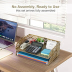 EasyPAG Paper Organizer for Desk 2 Tier Stackable Paper Tray for A4 Legal Size Folders Metal File Storage Desktop Organizer for Home Office School Teacher, Gold - Image 5