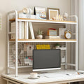 IOTXY 2-Tier Desktop Hutch Bookshelf, Metal Desk Shelf, White, 45.3" W by IOTXY