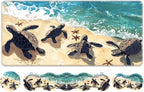 Keyboard Wrist Rest Set,Memory Foam Wrist Support Mouse Pad,31.5"x11.8" Desk Mat for Comfortable Typing & Pain Relief,Non-Slip Base for Office & Home Use - Turtles Crawling on the Beach by Unknown
