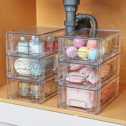 Vtopmart 10 Pack Stackable Clear Drawer with Dividers - Image 2