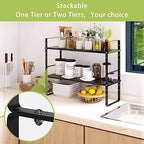 Across-Star Expandable Cabinet Shelf Organizer Rack, Stackable Kitchen Counter Storage Shelves Stand, Adjustable Height Pantry Shelf Spice Rack - Image 2