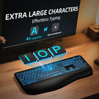 Hamile Large Print Wireless Backlit Keyboard for Windows, Black - Image 2