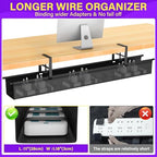 Large Under Desk Cable Management Tray, REFLYING 43.7" Cable Management Under Desk No Drill,Adjustable Clamp Cord Wire Organizer, Cord Hider for Standing Table, Wire Hider for Office,Home (Large) - Image 2