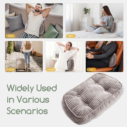 HIGOGOGO Lumbar Support Pillow for Recliner Chair/Accent Chair/Couch/Office Chair, Tufted Corduroy Back Support Cushion for Elderly, Recliner Cushions for Back Rest, Pain Relief, Reading, Grey - Image 5