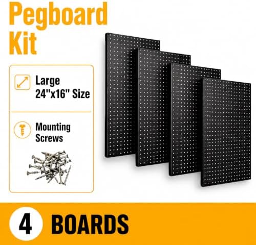WallPeg Pegboard Kit - 4 Each 24"x16" Peg Board Panels - Made in USA - Mounted Size is 64" x 24" Pegboards Wall Organizer for Walls Home, Garage Tool Storage, Office Organization, Kitchen, Craft Room - Image 2