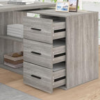 HSH Grey L Shaped Computer Corner Desk with 3 Storage Drawers 55 inch - Image 3