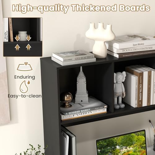 Desktop Bookshelf, 3-Tier Wood Countertop Bookcase with 5 Shelves, Desk Hutch for College Dorm, Multipurpose Desk Organizer Shelf Display Rack for Home Office, Hutch Top Only - Image 4