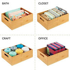 mDesign Bamboo Kitchen Cabinet & Fridge Drawer Organizer Tray with Handle - Storage Bin for Cutlery, Serving Spoons, Cooking Utensils, Gadgets - Natural Wood Finish - Image 6