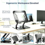 2-in-1 Laptop Stand for Desk with Phone Holder, Fits Most Laptops - Image 3
