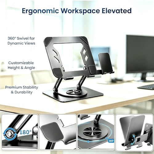 2-in-1 Laptop Stand for Desk with Phone Holder, Fits Most Laptops - Image 3