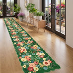 DUKINO 2x14 Hallway Runner Rug, Floral Washable Kitchen Rug, Dark Green - Image 5
