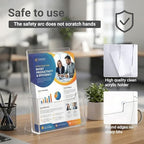 Acrylic Brochure Holder 8.5 x 11 inch, 2 Pack Clear Plastic Flyer Holder, Acrylic Desktop Stand for Pamphlets, Literature, Brochures, Magazines Materials Display Stands - Image 4