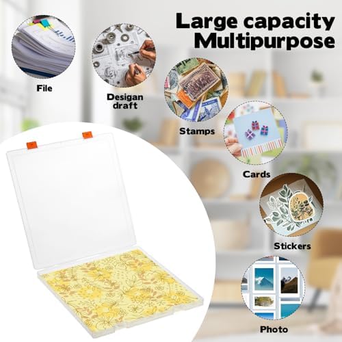 Rainmae 12"x12" Scrapbook Paper Storage, Stackable Plastic File Storage Box, Craft Paper Organizer Case, Textured Papers Storage Containers for Board Game, Document, Magazine, Art Supplies (6 Pack) - Image 4