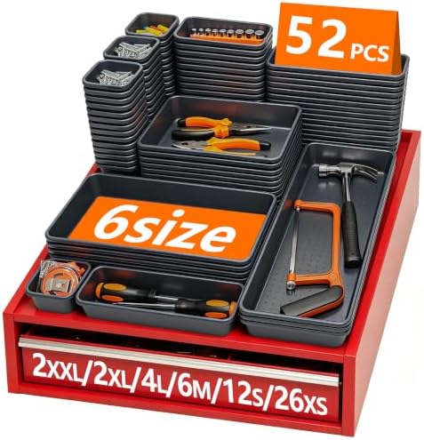 [UPGRADED 6 SIZE & 52 PCS] Tool Drawer Organizer Tray, Tool Box Organizer, Garage Organization, Non- Slip Tool Storage Dividers for Garage Workbench Tool Chest by Unknown