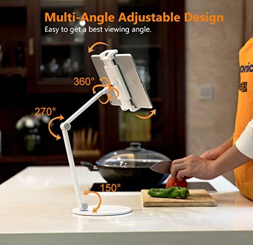 iPad Stand for Desk, Surface Pro Holder, Multi-Angle Adjustable Tablet Stand Holder for 4.7''- 13'' Screen Microsoft Surface Series, iPad Series,Samsung Galaxy Tabs,Amazon Kindle Fire, Etc. (White) - Image 3