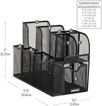 Mind Reader Countertop Organizer, Office Breakroom or Desktop Storage, 10-Compartment Caddy, Metal Mesh, Black - Image 3