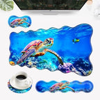 Desk Mat, Mouse Pad with Wrist Rest, 4-in-1 Large Mouse Pads for Desk, Ergonomic Mouse Pad and Keyboard Wrist Rest Gaming Keyboard Mat for Office,Colorful Sea Turtle in Ocean by EFGWSDER