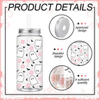 Meanplan Halloween Plastic Cups with Lids and Straws 14 oz Pink Ghost - Image 4